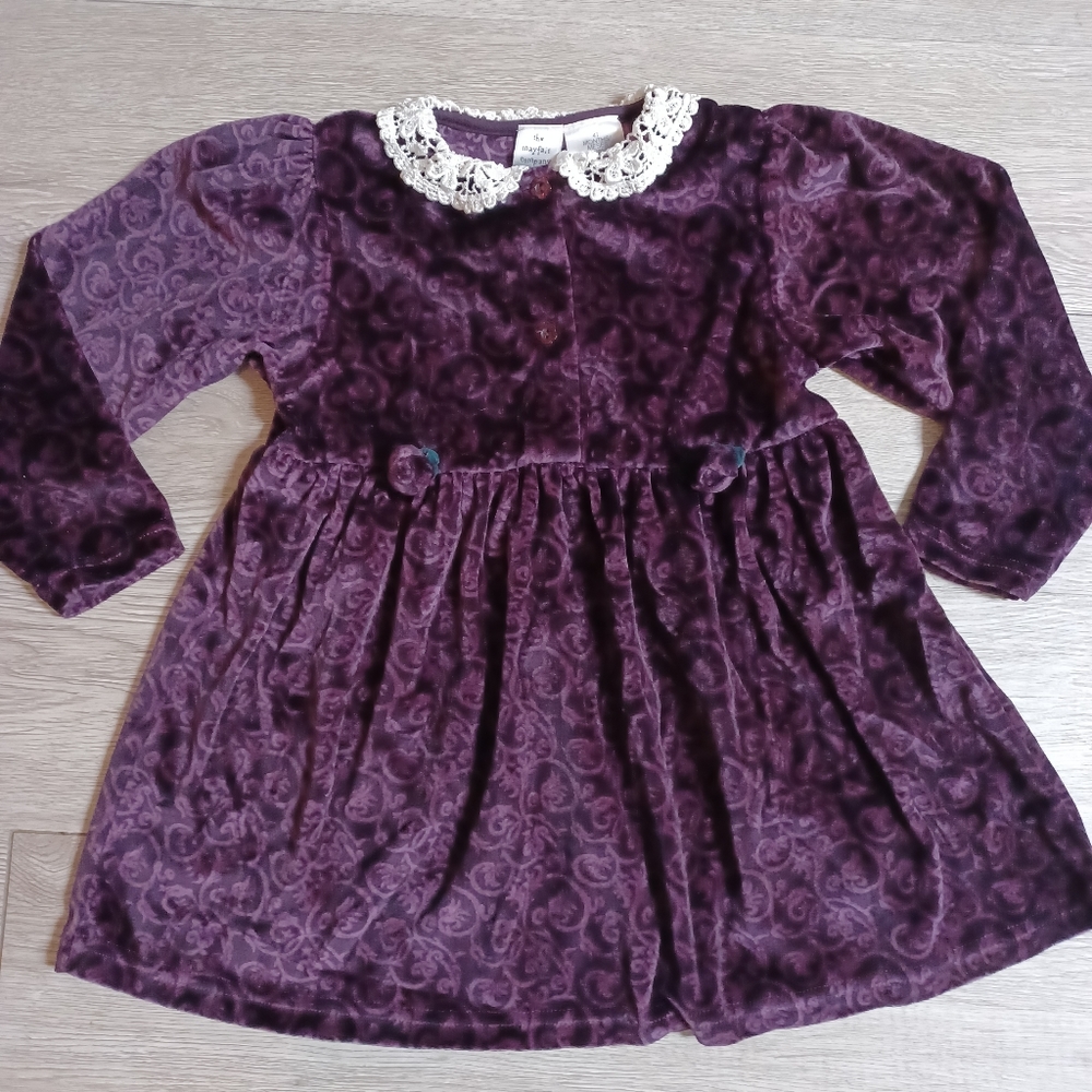 🌹The Mayfair Company🌹 Girls 4T Purple Dress with Rose Detail 💜 Velvet Feel